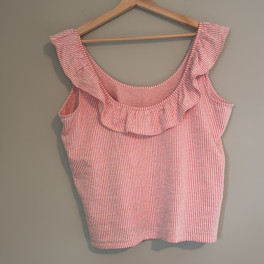 Boden Pink Striped Ruffle Top - Picture 5 of 6